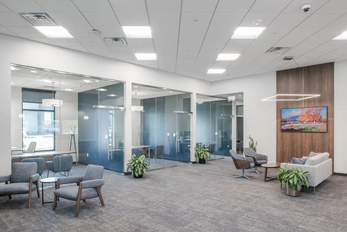 Bank of Iowa office lobby with lounge seating