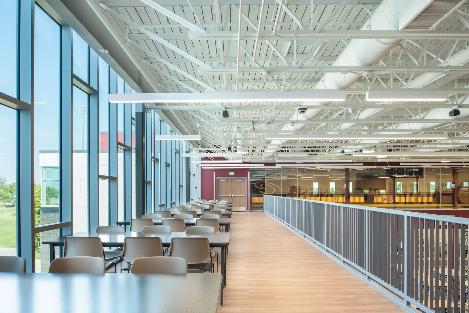 Denver Community School District school hallway with skylights