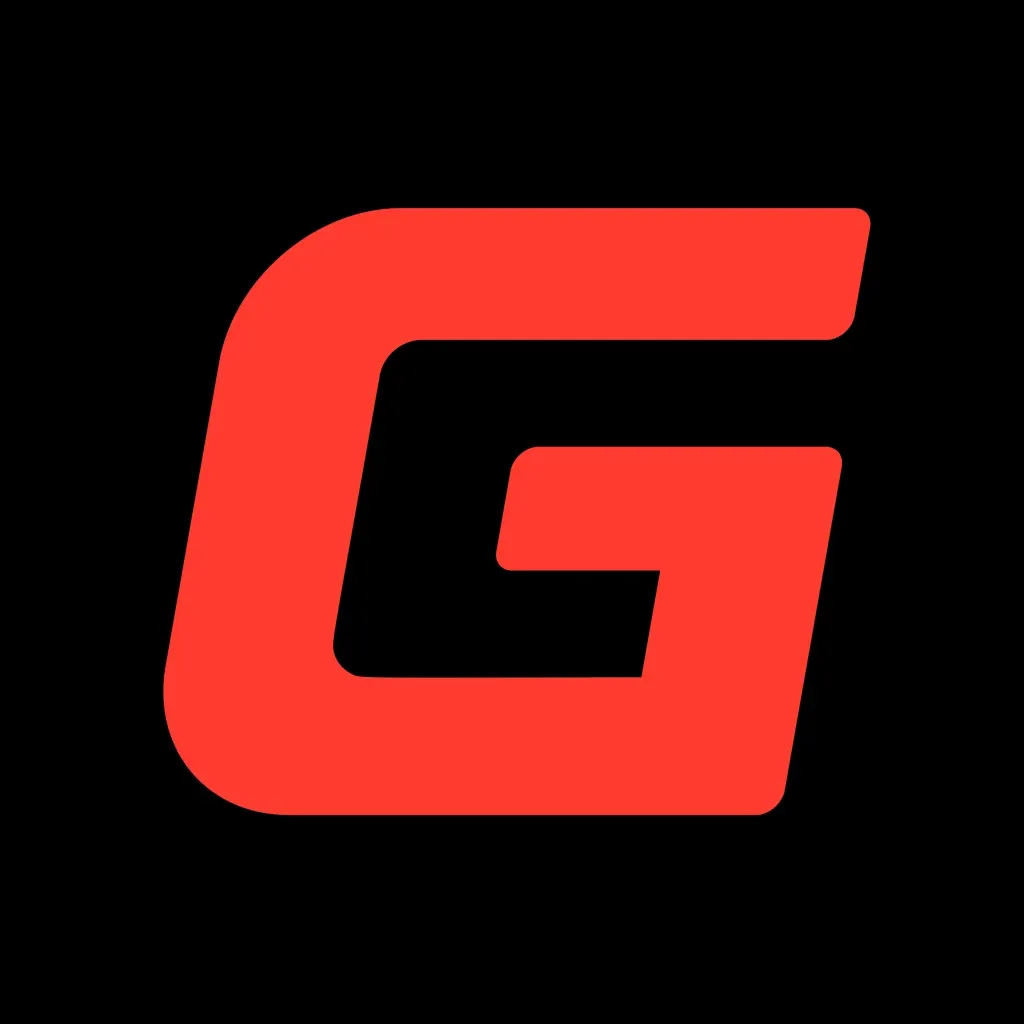 Gymnal app icon: a red italic G on black