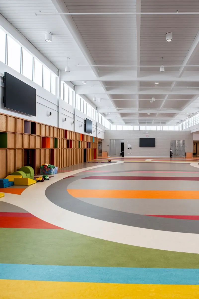 Little Dutch Academy gymnasium with a colorful floor