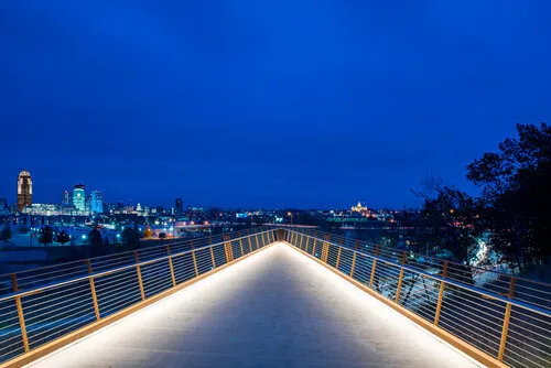 Des Moines skyline at night from MacRae Park
