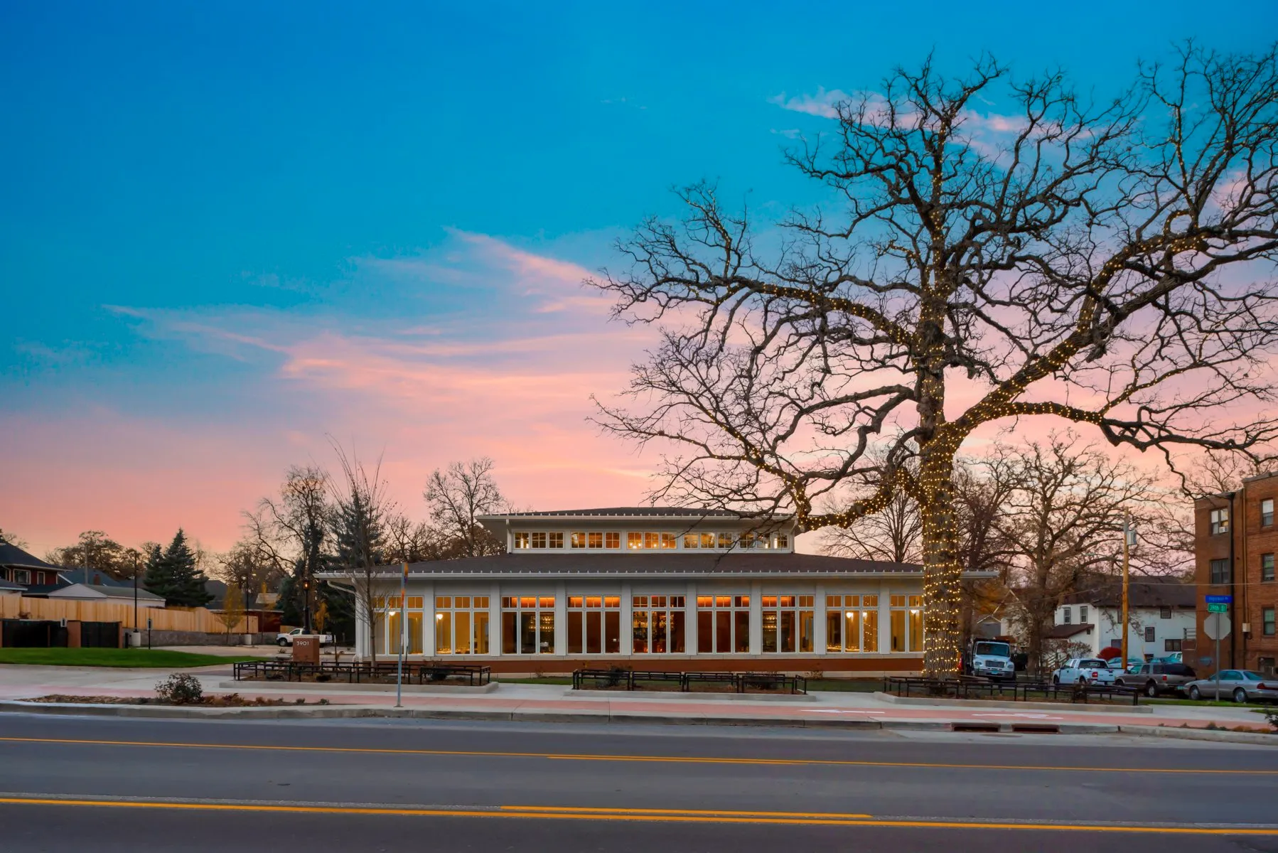 Oak Park restaurant sunroom dining space, Des Moines